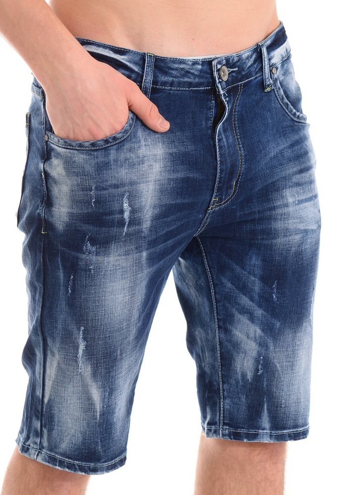 Męskie Spodenki Jeansowe Granatowe