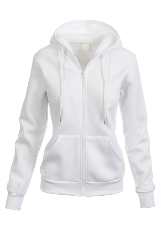 Damska Bluza Z Kapturem Rozsuwana Biała
