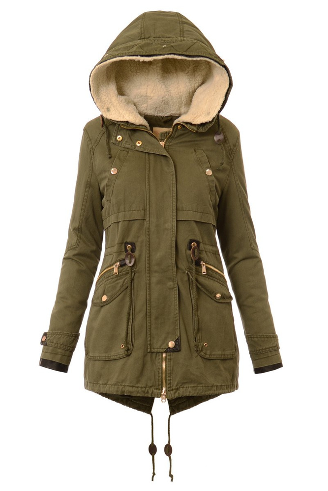 Damska Parka Kurtka Wiosenno Zimowa 2w1 Zielona