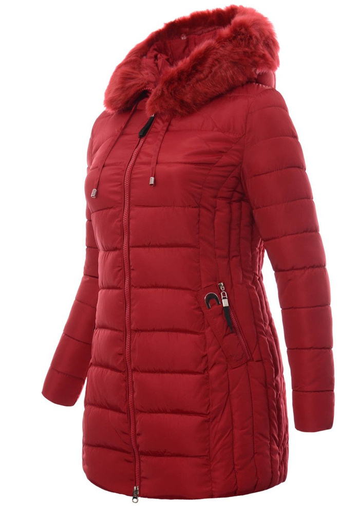 Damska Zimowa Ortalionowa Kurtka Czerwona
