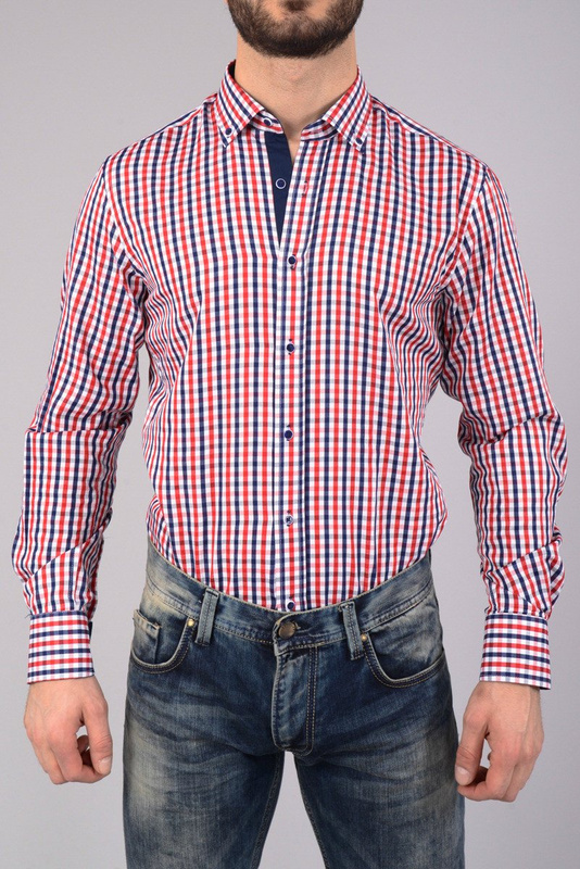 Elegancka Męska Koszula Łaty Kratka