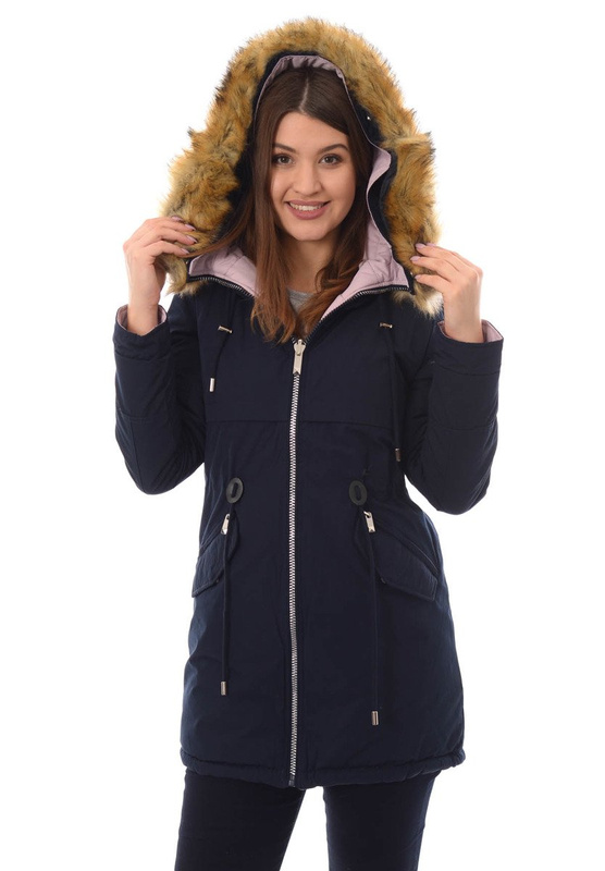 Damska Dwustronna Zimowa Kurtka Molly Granatowa