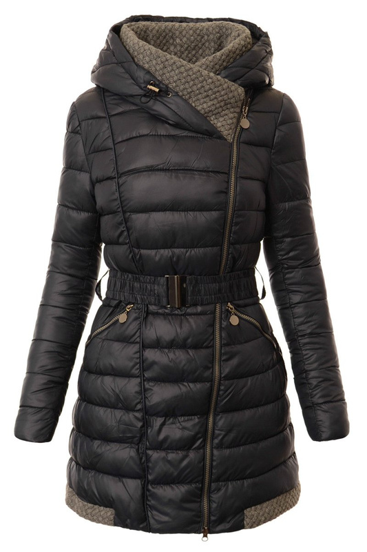 Damska Długa Zimowa Ortalionowa Kurtka Rose Granatowa