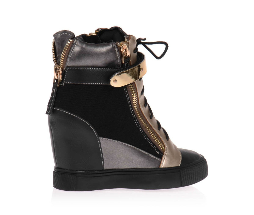Damskie Botki Sneakersy Złoto Czarne