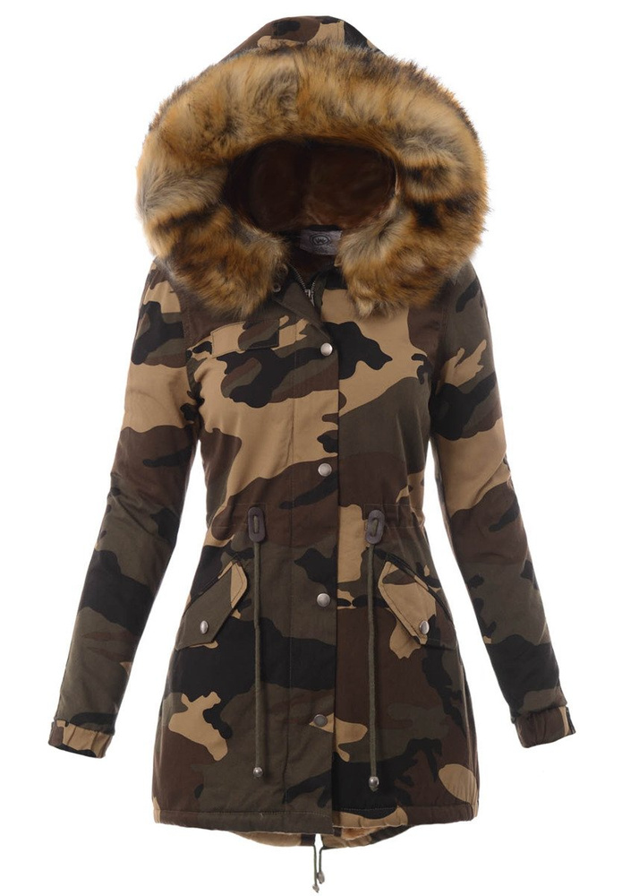 Parka Filomena Zielona z Brązowym Futerkiem