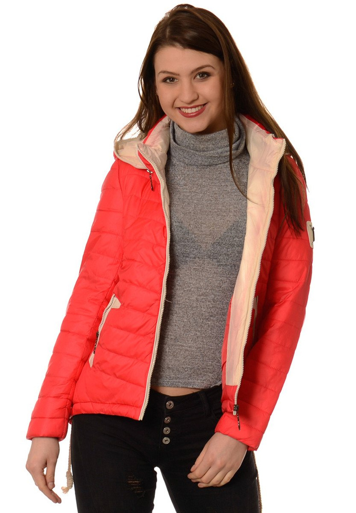 Damska Jesienna Kurtka Ortalionowa Eva Malinowa