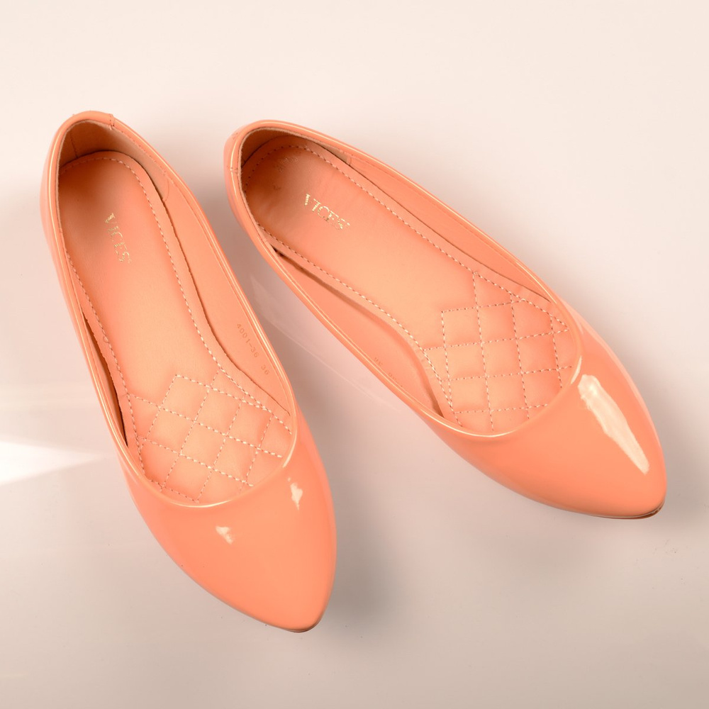 Damskie Buty Baleriny Pastelowe Clarisse Pomarańczowe