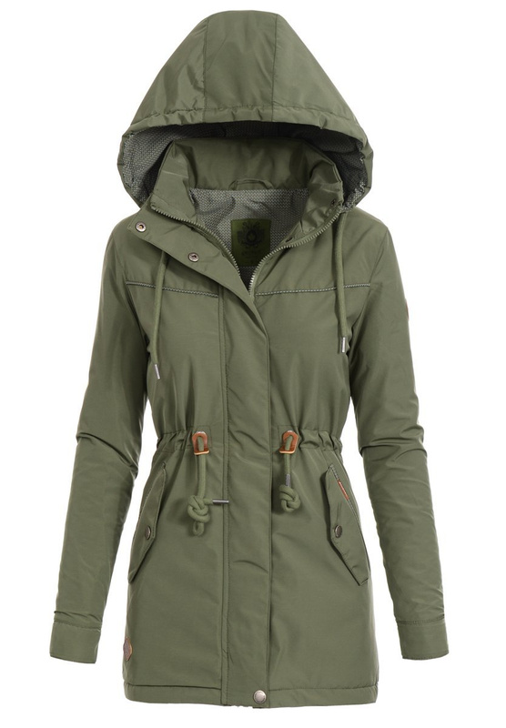 Damska Parka Wiosenna Zielona