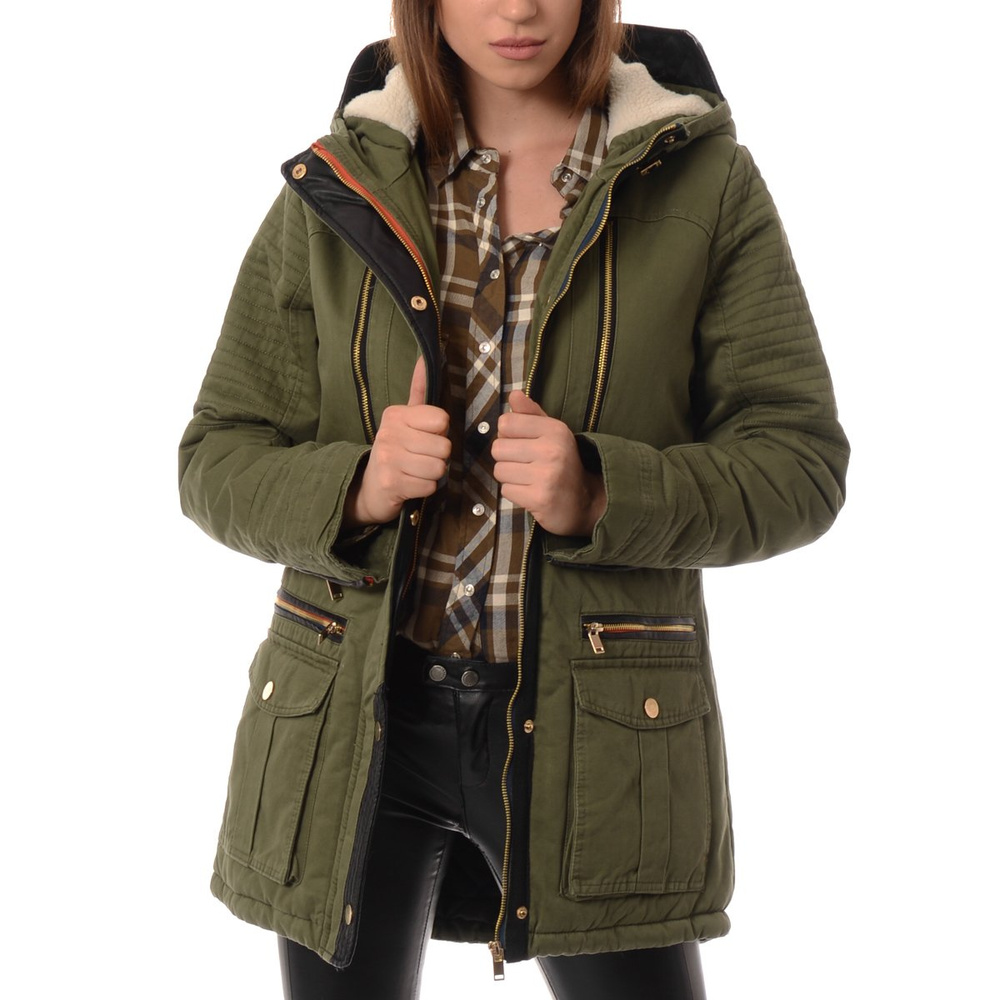 Damska Kurtka Parka Zimowa Zielona