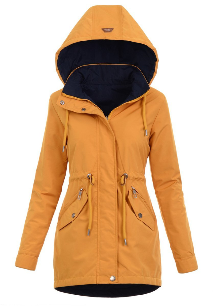 Parka Wiosenna Dwustronna Żółto-Granatowa