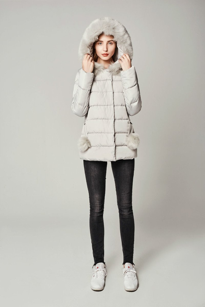 Damska Zimowa Kurtka Ortalionowa Szara