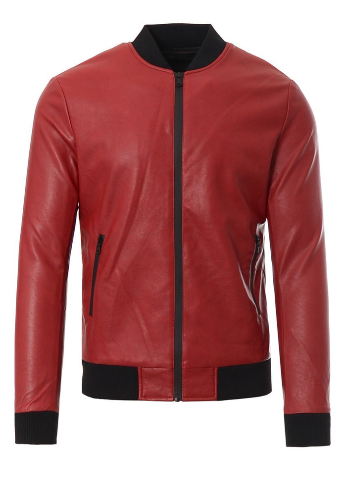 Kurtka Męska Skórzana Czerwona