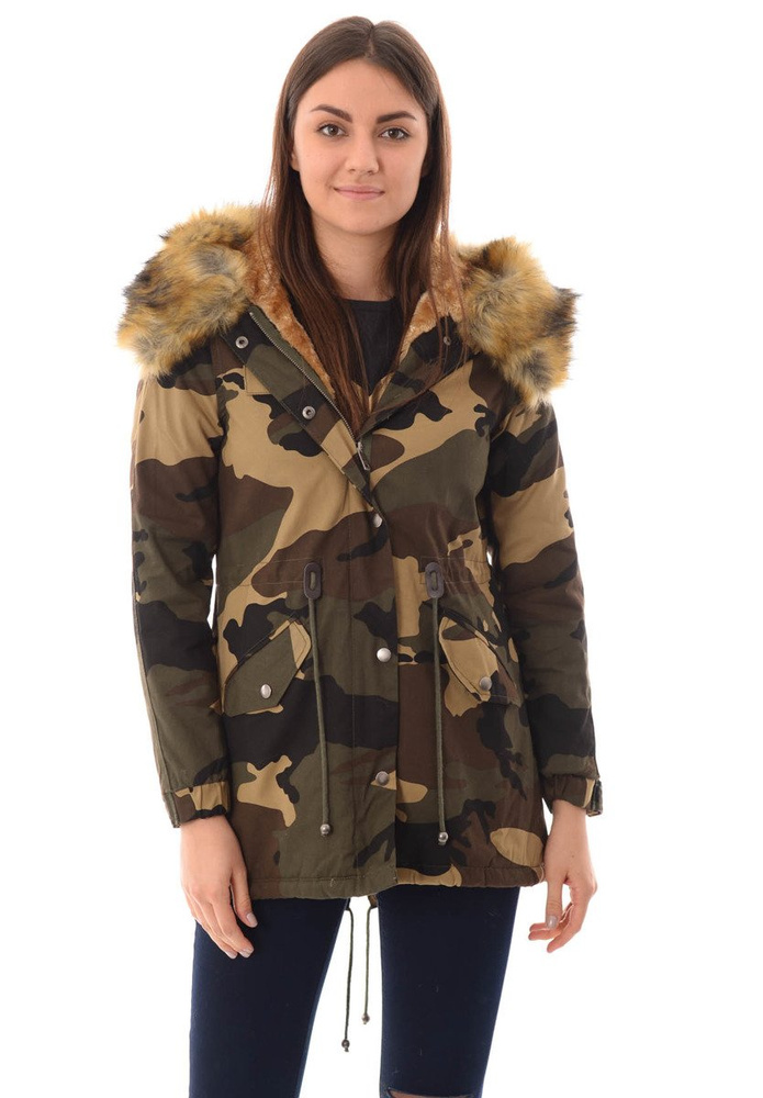 Parka Filomena Zielona z Brązowym Futerkiem