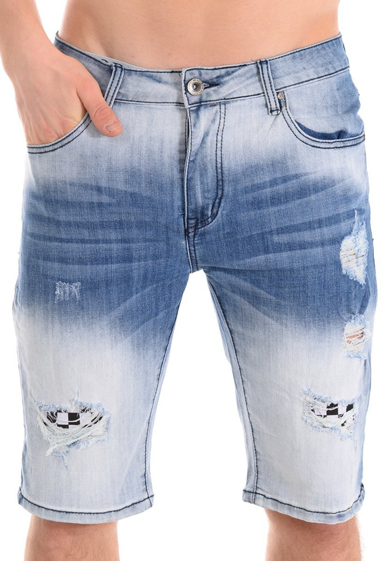 Męskie Spodenki Jeansowe Granatowe