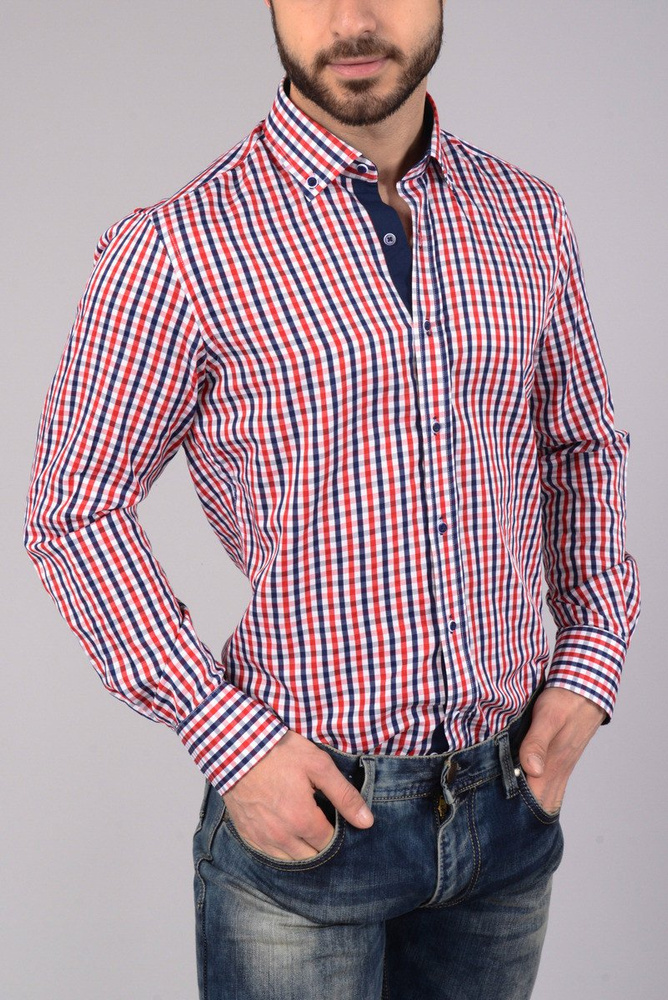 Elegancka Męska Koszula Łaty Kratka