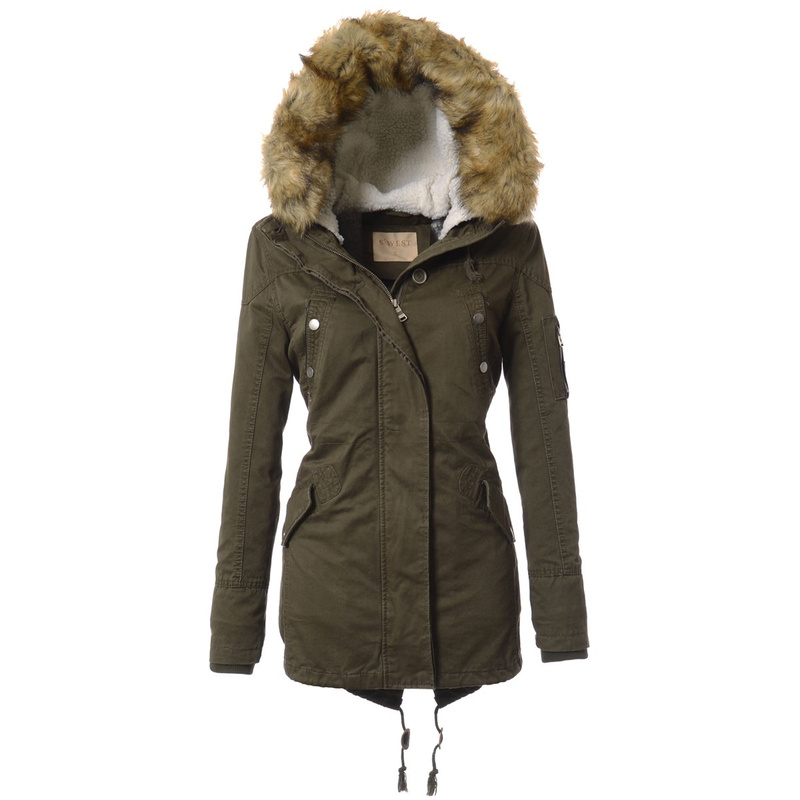 Damska Parka Kurtka Zimowa 2w1 Zielona