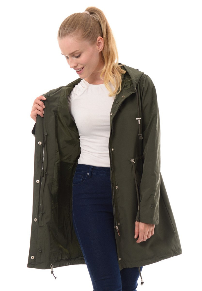Kurtka Parka 2w1 Zielona Z Białym Futerkiem
