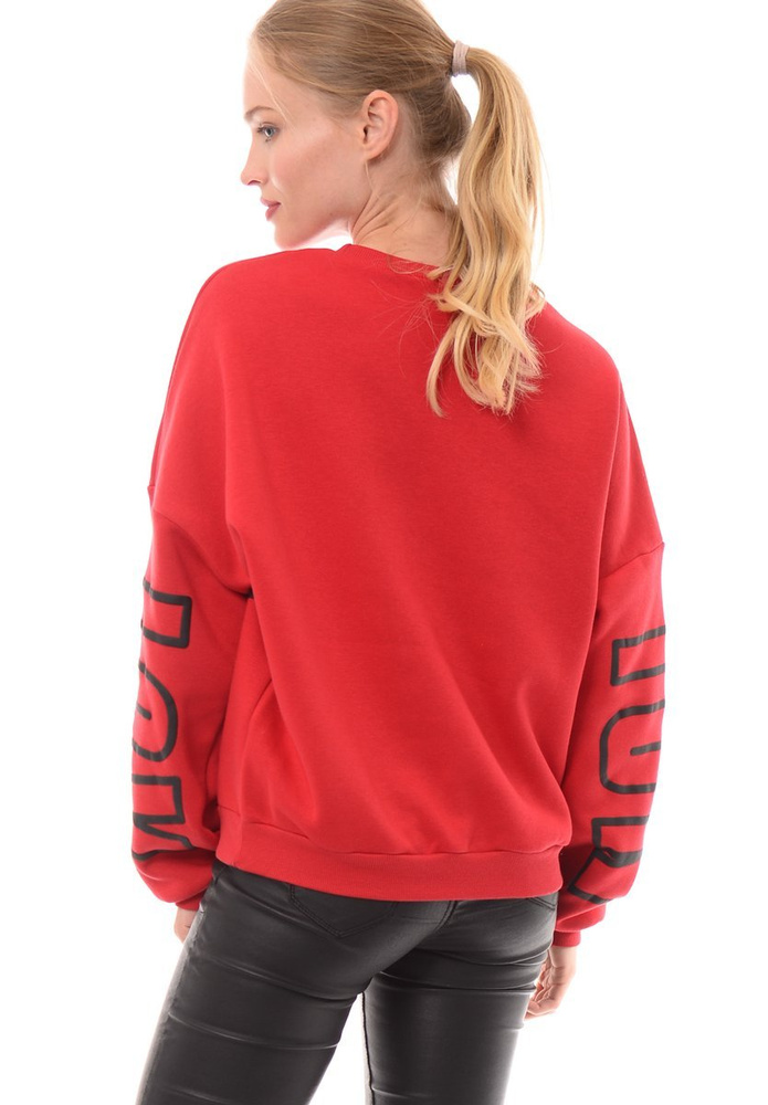 Damska Bluza Oversize Nadruk Czerwona