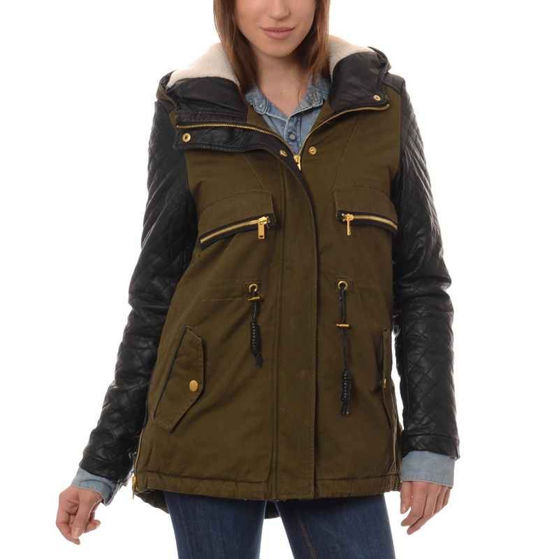 Damska Zimowa Parka Kurtka Oliwkowa (589)