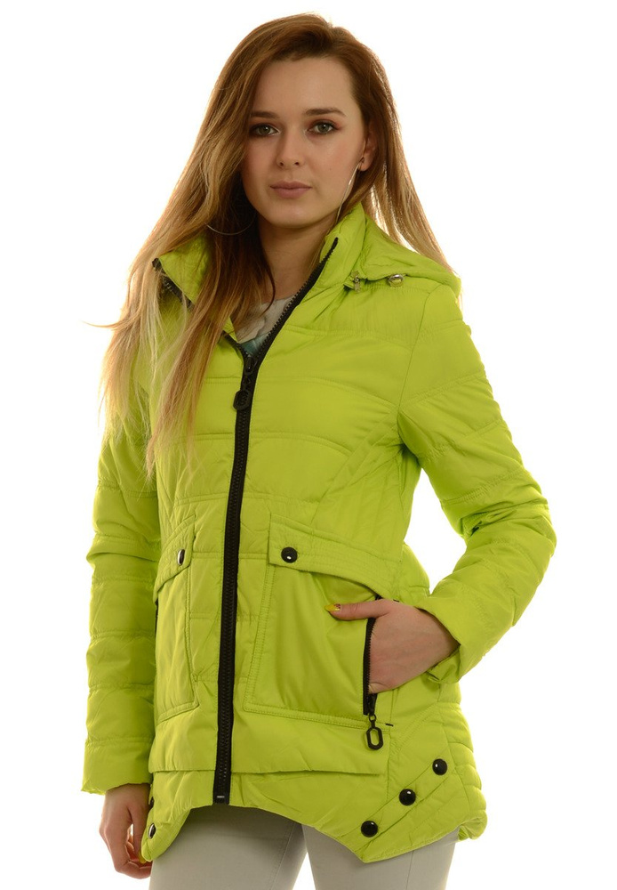 Damska Jesienna Wiosenna Kurtka Limonkowa