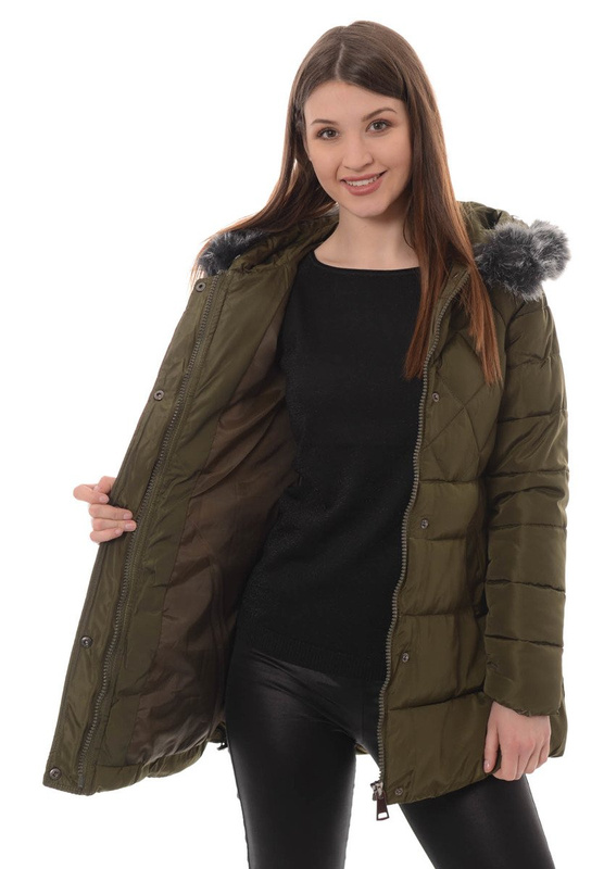 Damska Zimowa Kurtka Ortalionowa Zielona