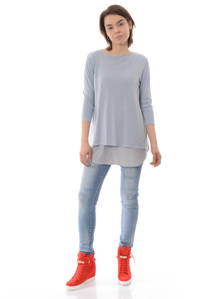 Damska Bluzka Oversize Szary Błękit