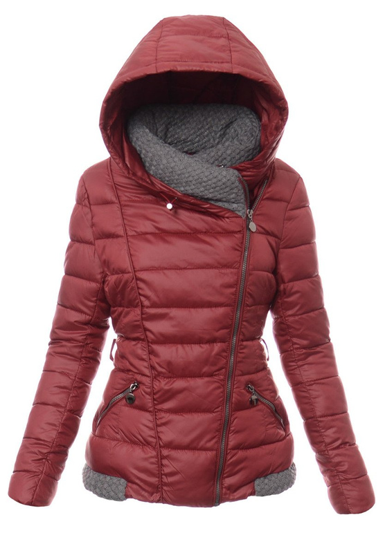 Damska Zimowa Ortalionowa Kurtka Alisa Bordowa