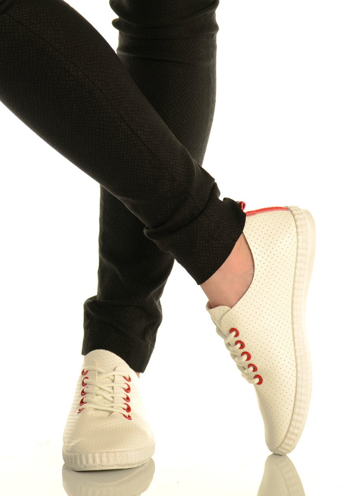 Damskie Trampki Tenisówki Karla Biało Czerwone