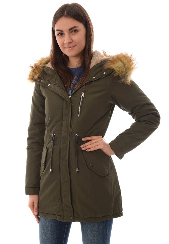 Damska Kurtka Parka Ortalionowa Zimowa Zielona