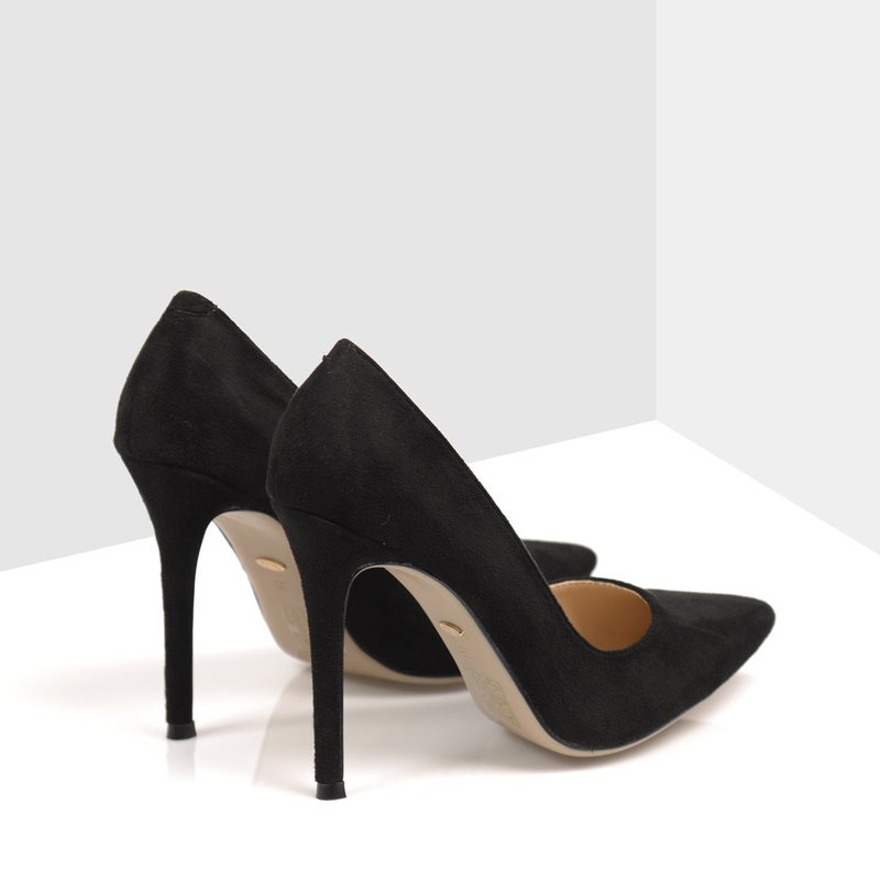 Szpilki w Szpic Welurowe Czarne