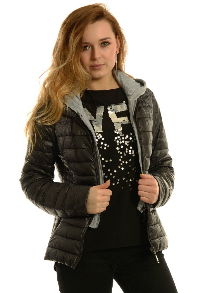 Damska Jesienna Wiosenna Kurtka Ortalionowa Elma Czarna