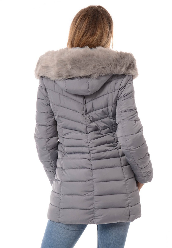 Damska Długa Zimowa Kurtka Ortalionowa Sylwia Szara