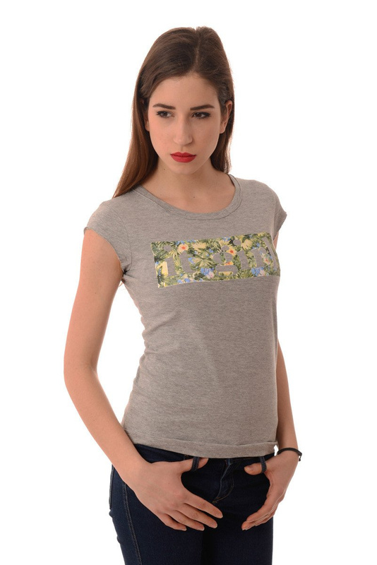 Bluzka Damska Koszulka Krótki Rękaw Szara