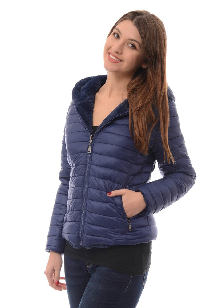 Damska Zimowa Kurtka Ortalionowa Granatowa