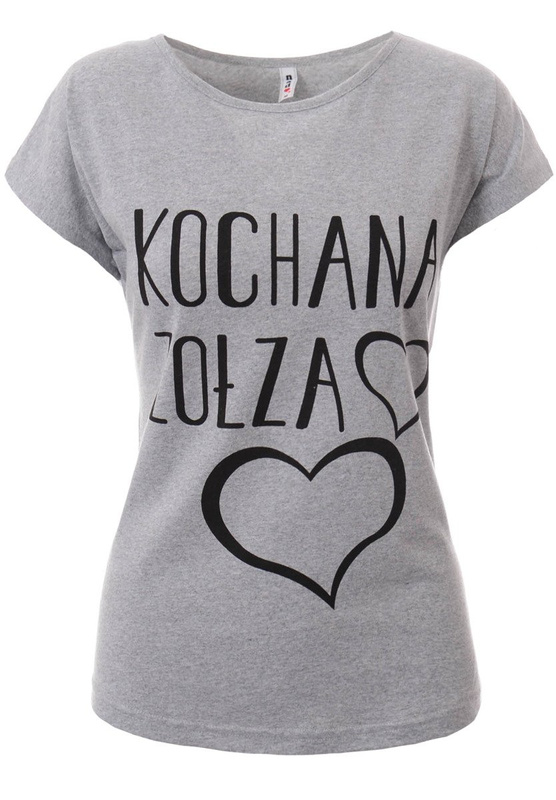 Damska Koszulka Krótki Rękaw T-Shirt Nadruk Kochana Zołza Szara