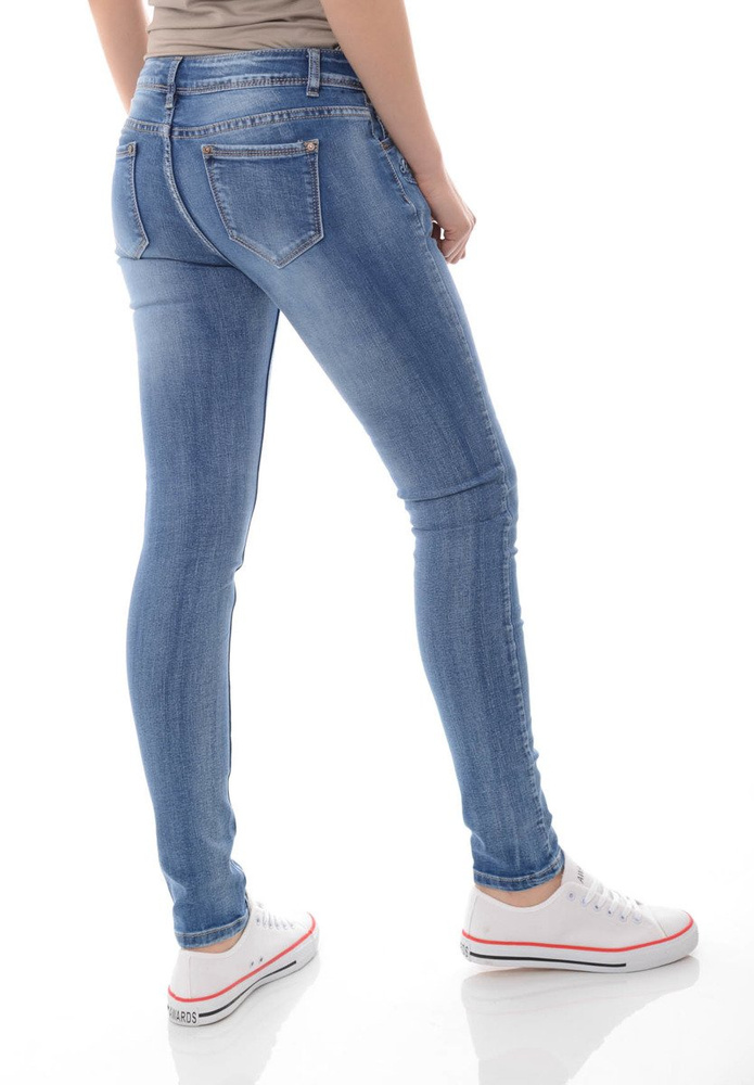 Damskie Spodnie Jeansy Przetarcia Rurki Granatowe