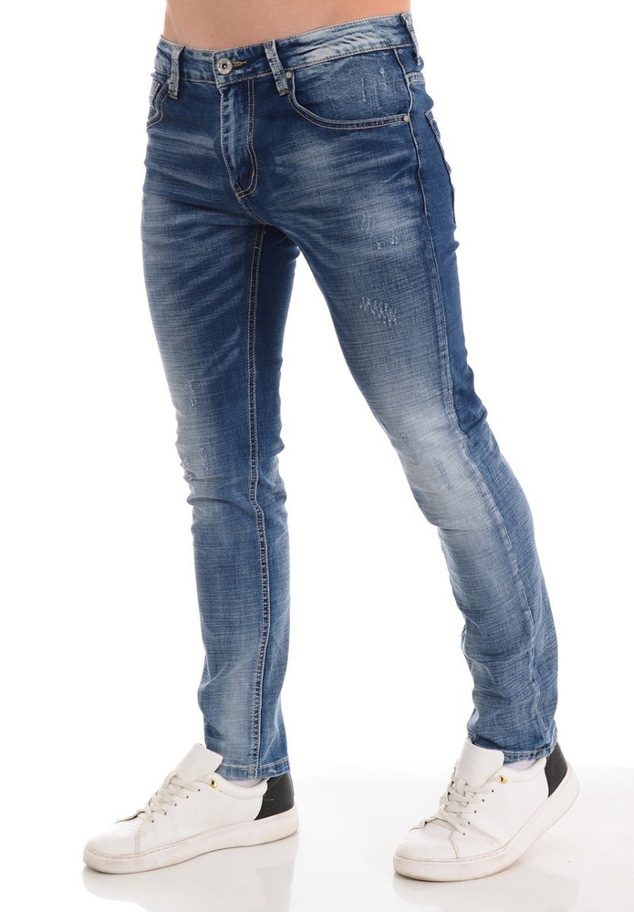 Męskie Spodnie Jeansowe Granatowe