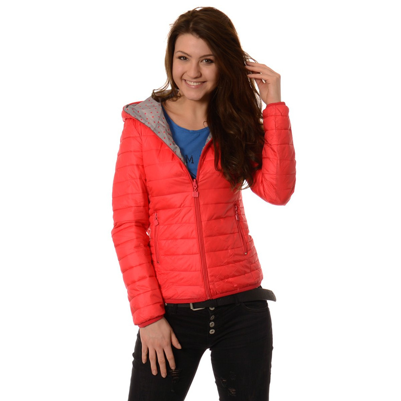 Damska Dwustronna Wiosenna - Jesienna Kurtka Ortalionowa Nadia Czerwono Szara