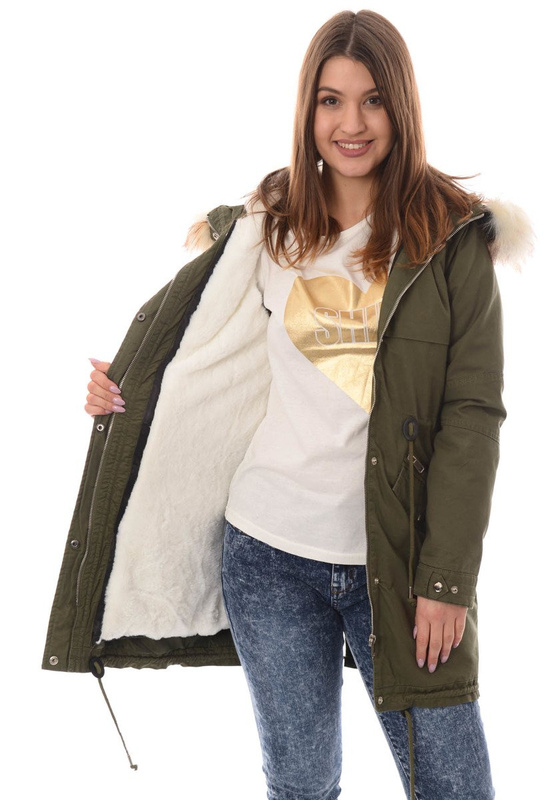 Damska Kurtka Parka Zimowa 2w1 Melka Zielona