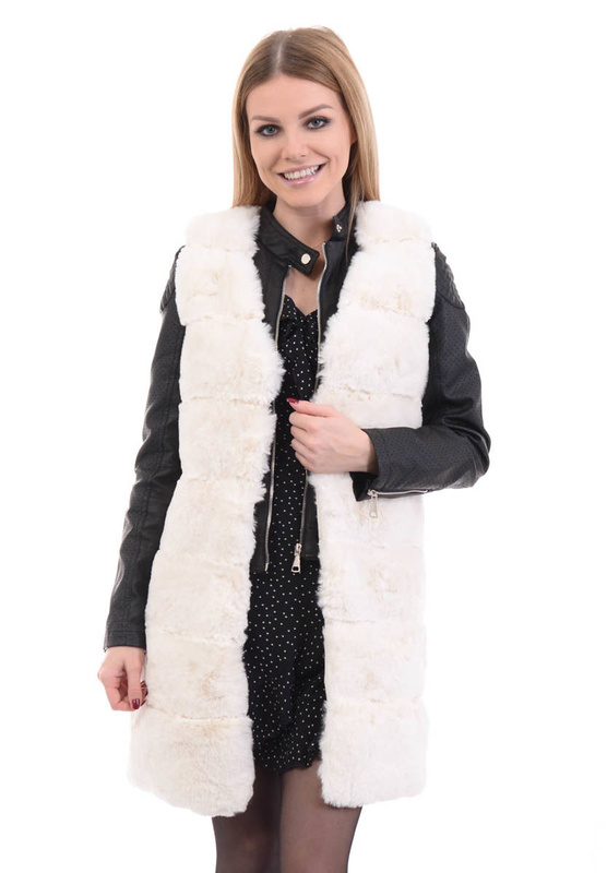 Damska Kamizelka Bezrękawnik Anastazja Kremowy