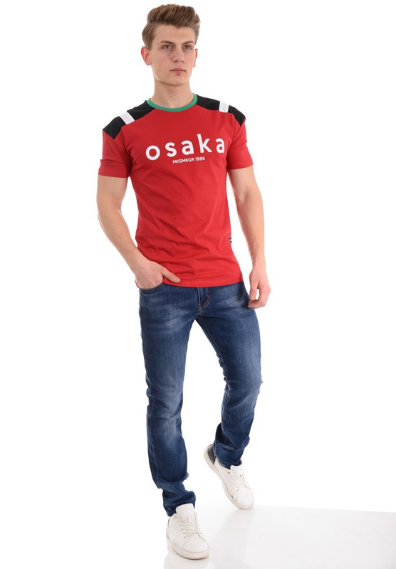 Męska Koszulka T-Shirt Nadruk Czerwona