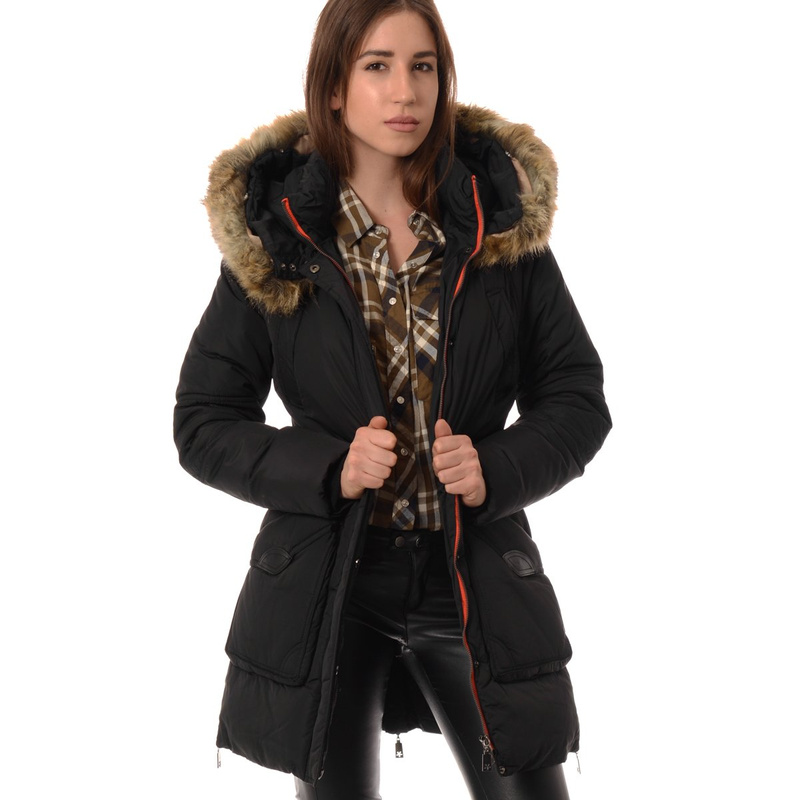 Damska Zimowa Kurtka Płaszczyk Czarna