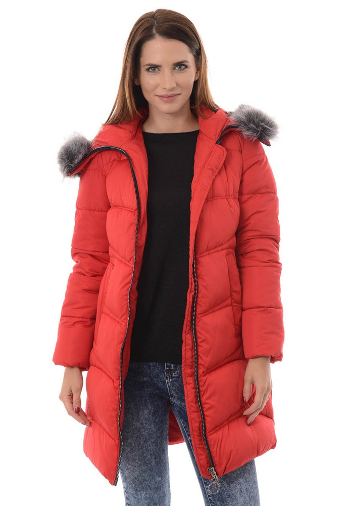 Damska Zimowa Kurtka Ortalionowa Klementyna Czerwona