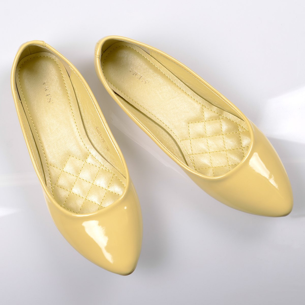 Damskie Buty Baleriny Pastelowe Clarisse Żółte