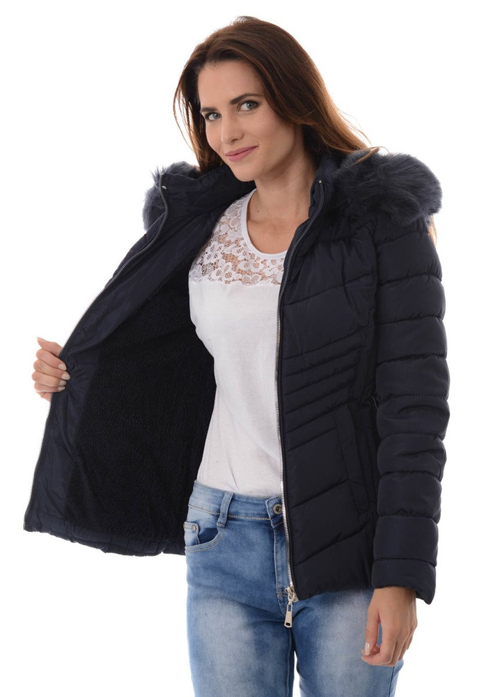 Damska Zimowa Kurtka Ortalionowa Granatowa