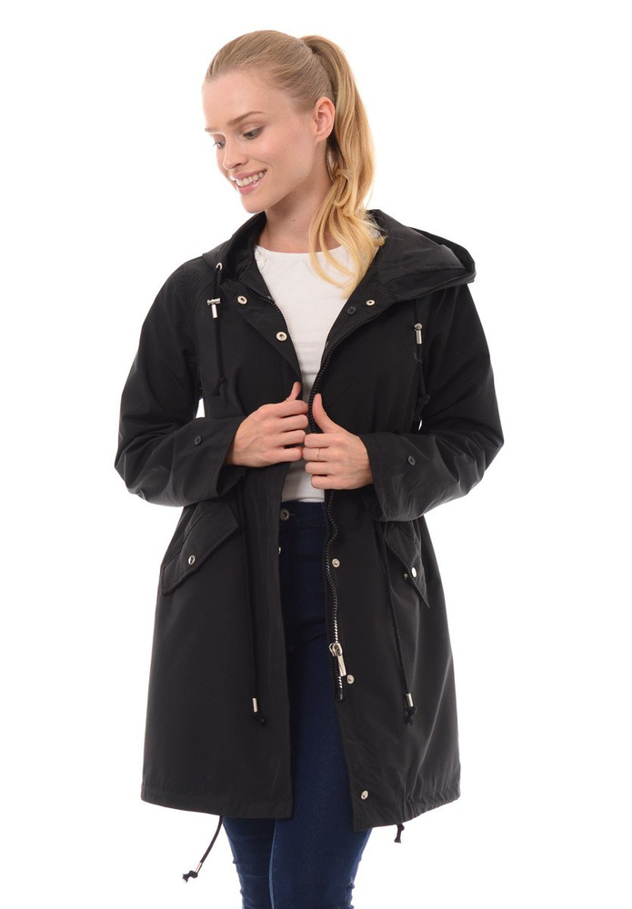 Kurtka Parka 2w1 Aida Czarna Z Białym Futerkiem
