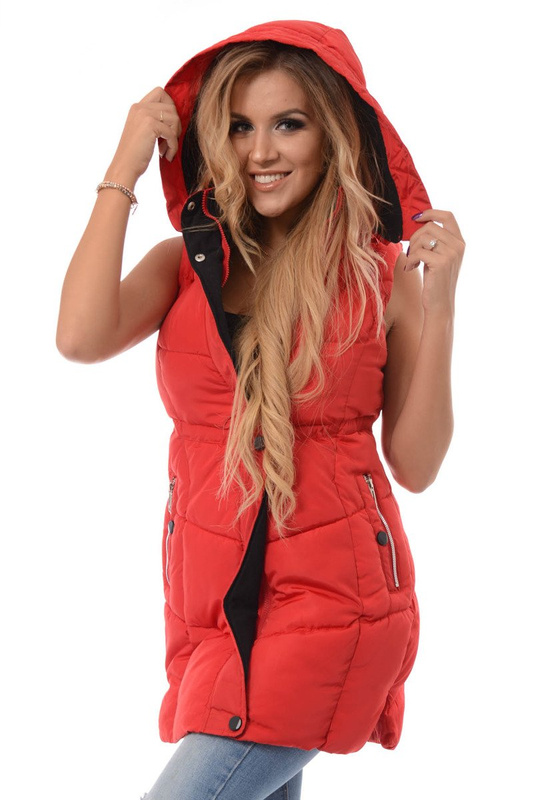 Damska Kamizelka Bezrękawnik Anna Czerwony
