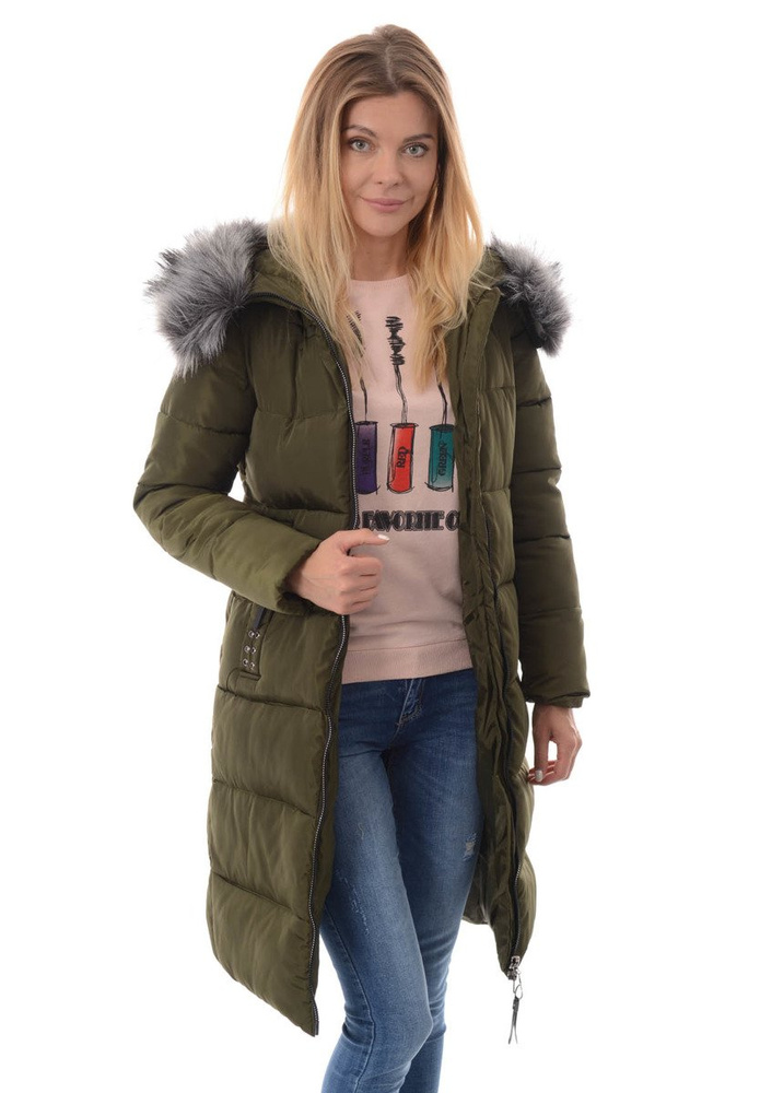 Damska Zimowa Kurtka Ortalionowa Stefania Khaki