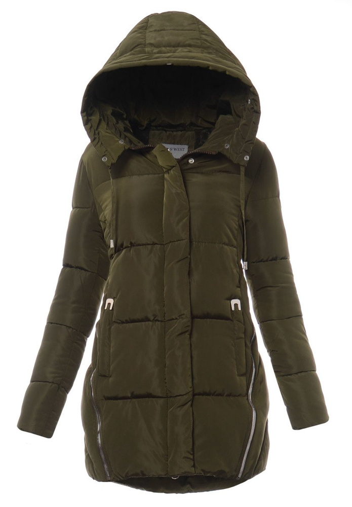 Damska Długa Zimowa Kurtka Ortalionowa Zielona