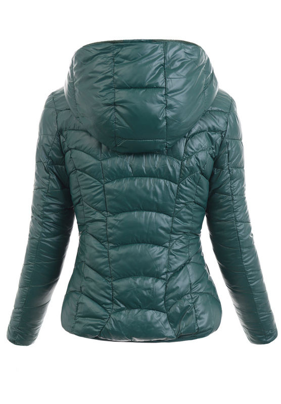 Damska Kurtka Zimowa Ortalionowa Ksenia Zielona z Czarnym Futerkiem